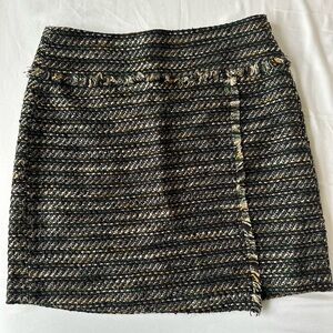 LOFT Tweed Mini Skirt with Fringe